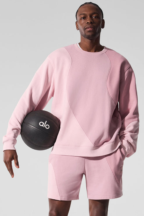 alo Men's Make Waves Crew Neck Pullover - Sunset Pink Tonal