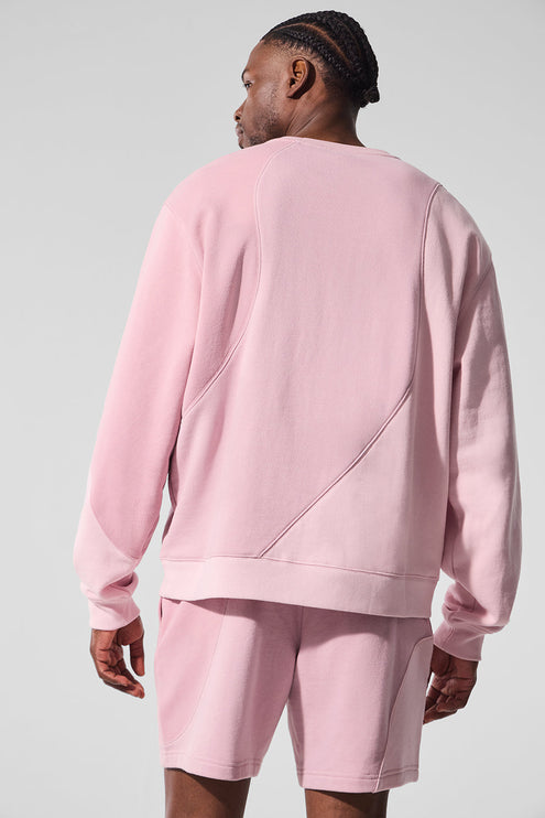 alo Men's Make Waves Crew Neck Pullover - Sunset Pink Tonal