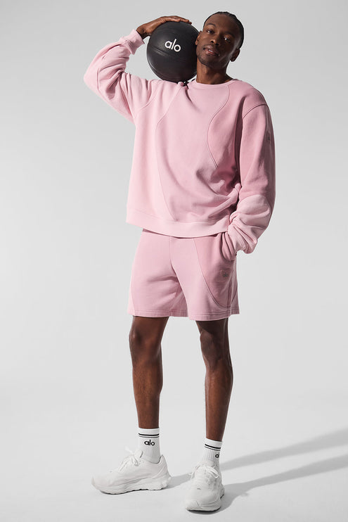 alo Men's Make Waves Crew Neck Pullover - Sunset Pink Tonal