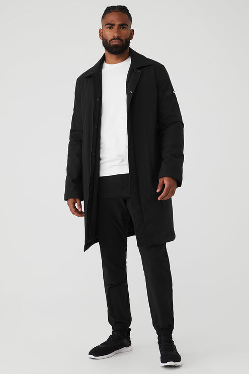 alo Men's Signature Overcoat - Black