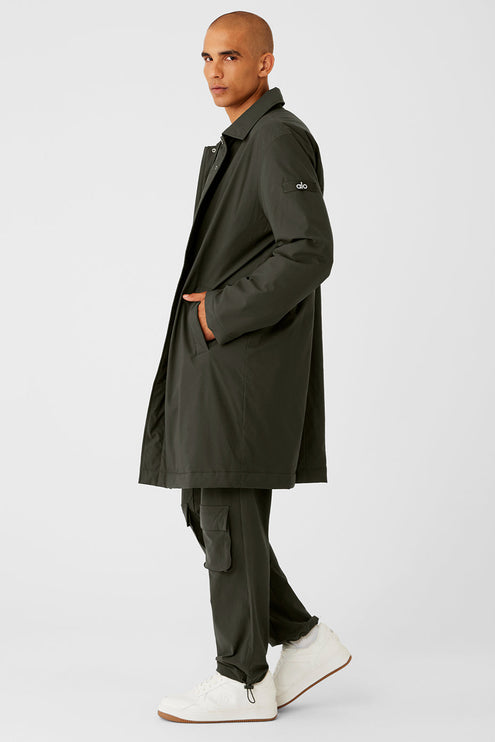 alo Men's Signature Overcoat - Stealth Green