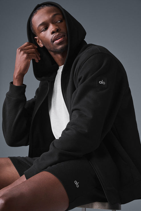 alo Men's Renown Heavy Weight Full Zip Hoodie - Black