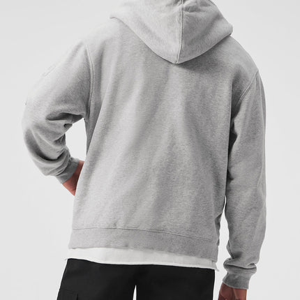 alo Men's Renown Heavy Weight Full Zip Hoodie - Athletic Heather Grey