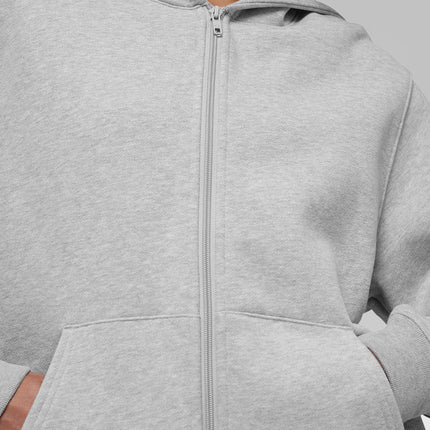 alo Women's Renown Heavy Weight Full Zip Hoodie - Athletic Heather Grey