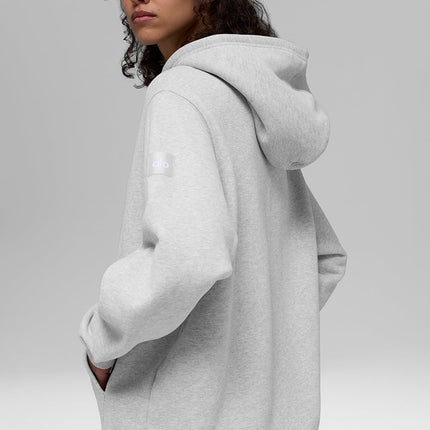 alo Women's Renown Heavy Weight Full Zip Hoodie - Athletic Heather Grey