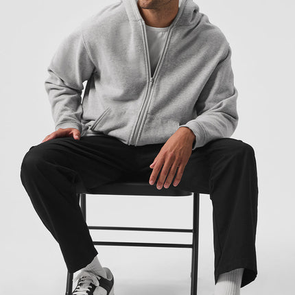 alo Men's Renown Heavy Weight Full Zip Hoodie - Athletic Heather Grey