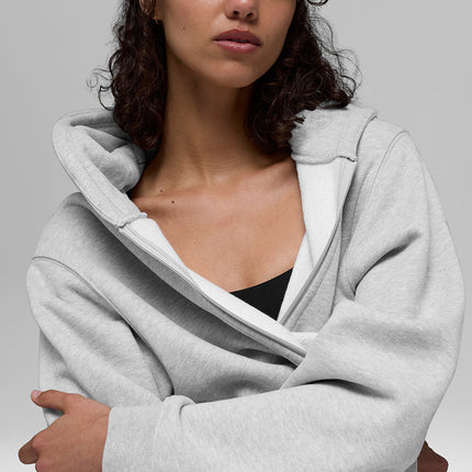 alo Women's Renown Heavy Weight Full Zip Hoodie - Athletic Heather Grey