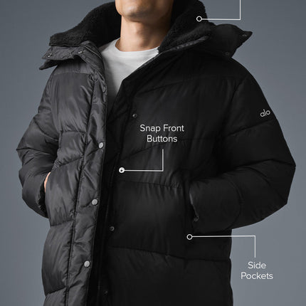 alo Men's Gold Rush Puffer Trench - Black