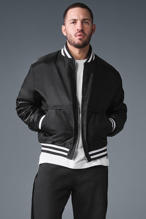 alo Men's Afterglow Varsity Jacket - Black