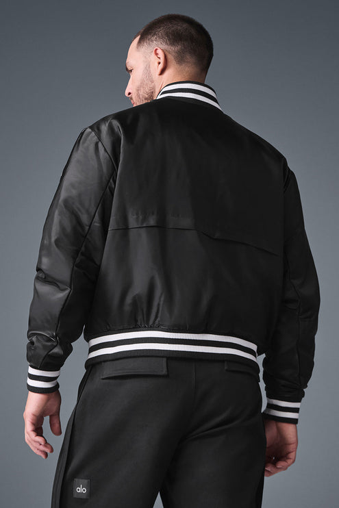 alo Men's Afterglow Varsity Jacket - Black