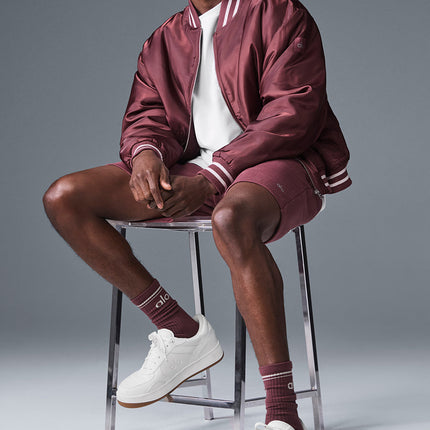 alo Men's Afterglow Varsity Jacket - Burgundy Truffle