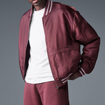 alo Men's Afterglow Varsity Jacket - Burgundy Truffle