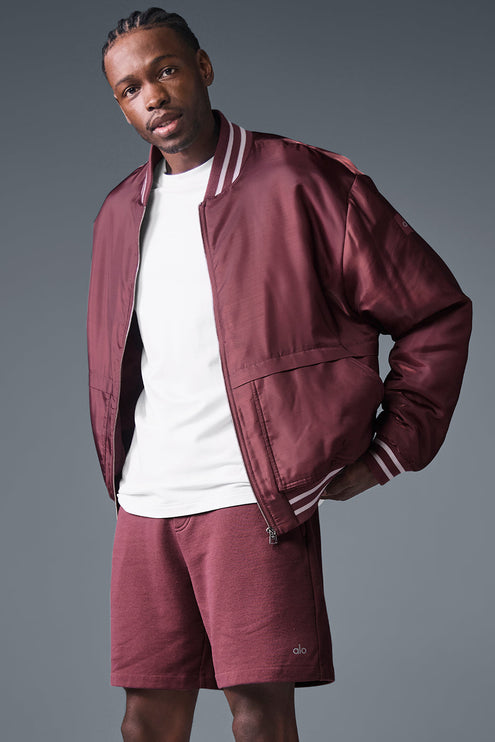 alo Men's Afterglow Varsity Jacket - Burgundy Truffle