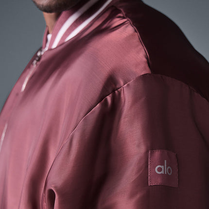 alo Men's Afterglow Varsity Jacket - Burgundy Truffle