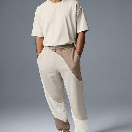 alo Men's Make Waves Sweatpant - Ivory/Bone/Gravel