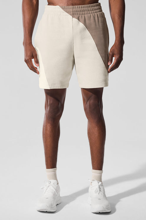 alo Men's 7" Make Waves Short - Ivory/Bone/Gravel