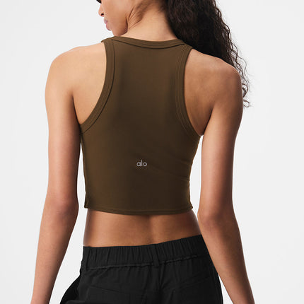 alo Women's Goddess Ribbed Go-To Tank - Espresso