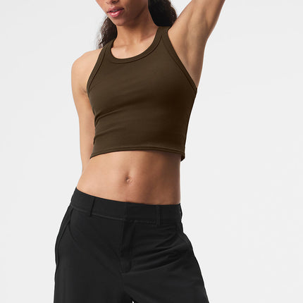 alo Women's Goddess Ribbed Go-To Tank - Espresso