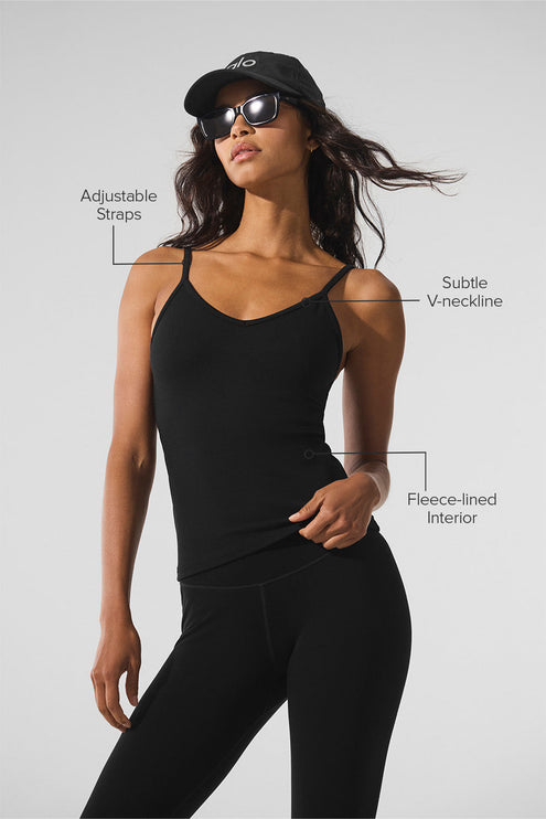 alo Women's Seamless Winter Warm Plush Tank - Black