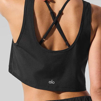 alo Women's Cropped Sport Star Tank Black