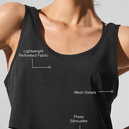 alo Women's Cropped Sport Star Tank Black