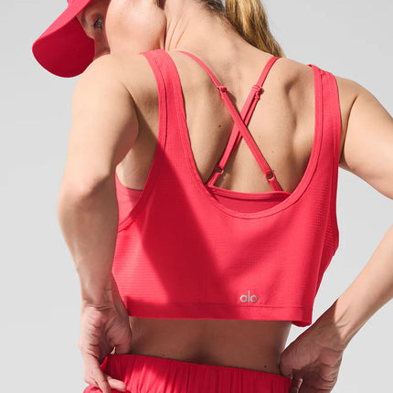 alo Women's Cropped Sport Star Tank Candy Red