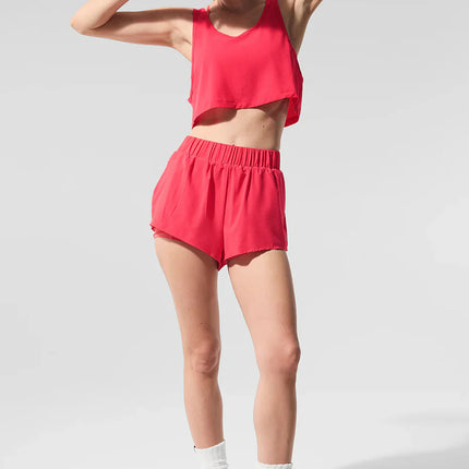 alo Women's Cropped Sport Star Tank Candy Red