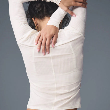 alo Women's Ribbed Sea Coast Long Sleeve Ivory