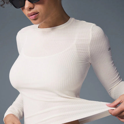 alo Women's Ribbed Sea Coast Long Sleeve Ivory