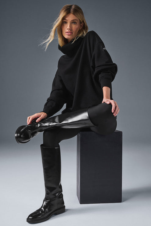 alo Women's Hazy Mock Neck Pullover - Black