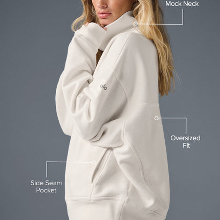 alo Women's Hazy Mock Neck Pullover - Ivory