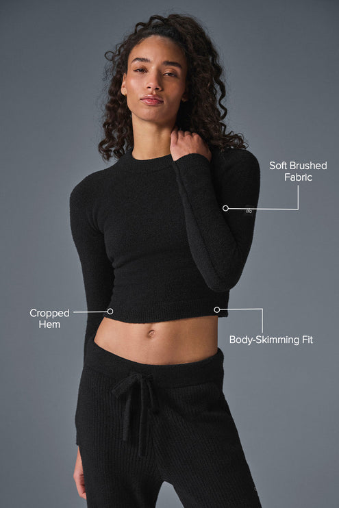 alo Women's Snuggle Up Sweater Long Sleeve - Black
