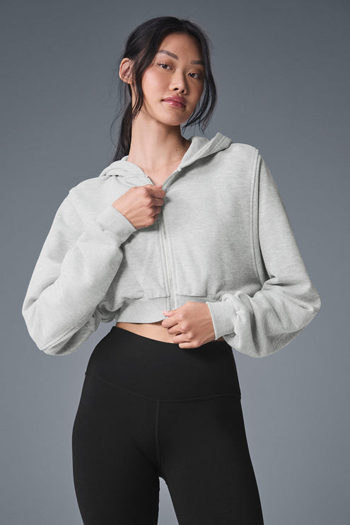 alo Women's Sweet Escape Zip Up Hoodie - Athletic Heather Grey