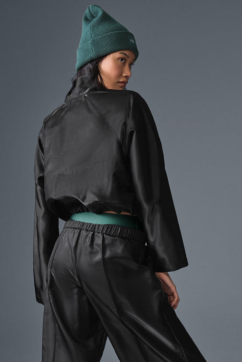 alo Women's Cropped Afterglow Pullover - Black