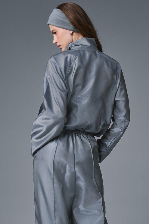 alo Women's Cropped Afterglow Pullover - Steel Grey