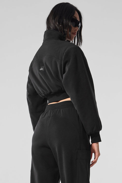 alo Women's Polar Fleece Cropped Wintry Mix Jacket - Black