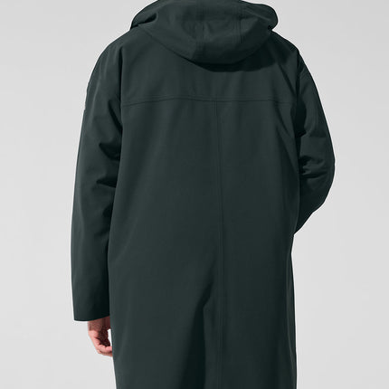 alo Men's Rain Or Shine Long Coat - Charcoal Green