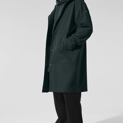 alo Men's Rain Or Shine Long Coat - Charcoal Green