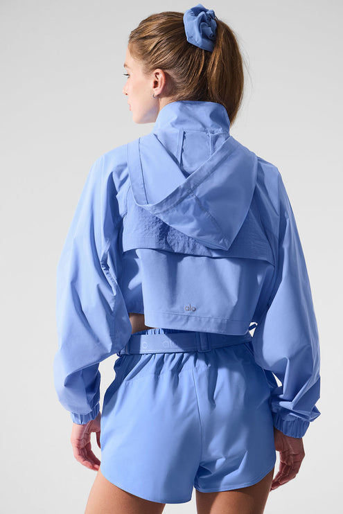 alo Women's Cropped Playmaker Jacket - Crystal Clear Blue