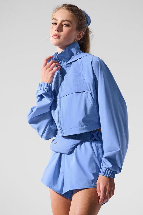 alo Women's Cropped Playmaker Jacket - Crystal Clear Blue