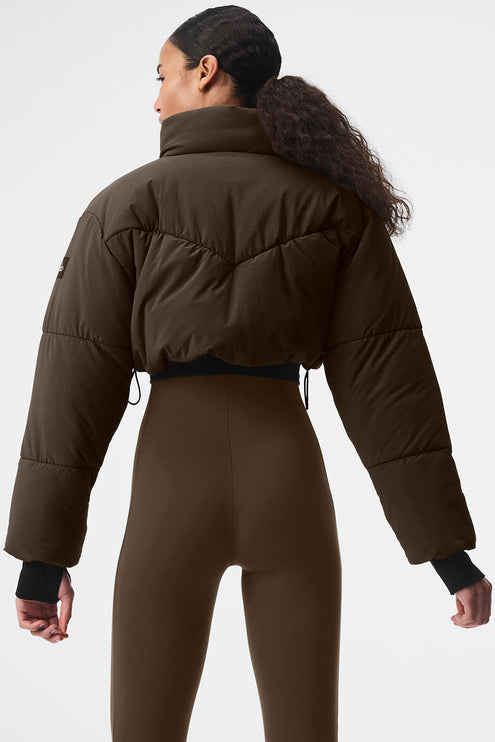 alo Women's Main Act Corset Puffer Espresso/Black