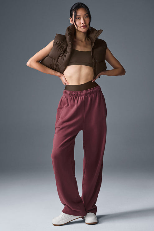 alo Women's Cropped Gold Rush Puffer Vest - Espresso