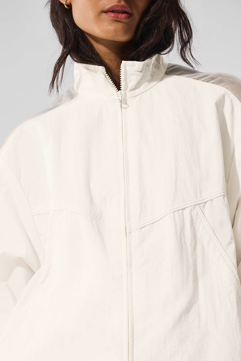 alo Women's Origin Full-Zip Track Jacket - Ivory