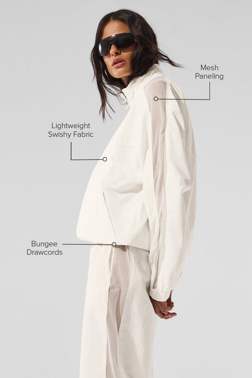 alo Women's Origin Full-Zip Track Jacket - Ivory