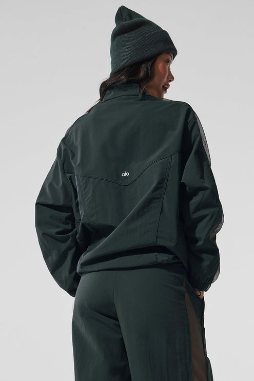 alo Women's Origin Full-Zip Track Jacket - Charcoal Green