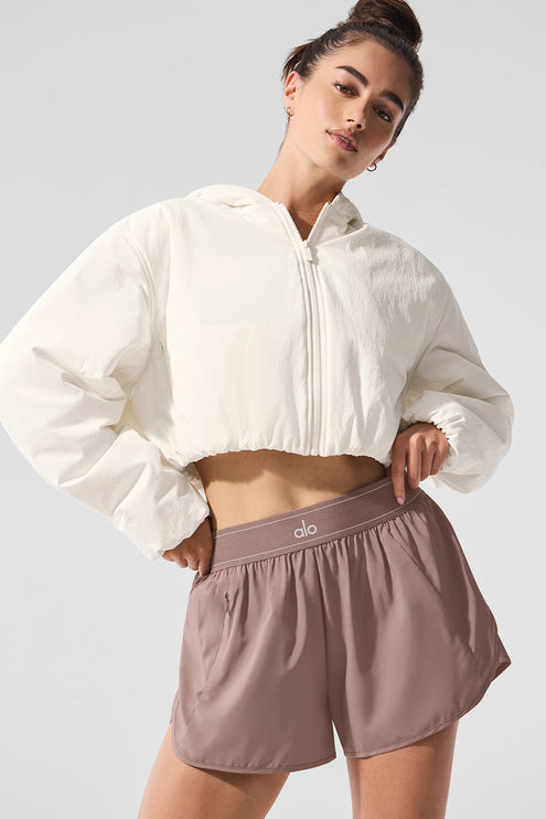 alo Women's Cropped Mountain Peak Full-Zip Hoodie - Ivory