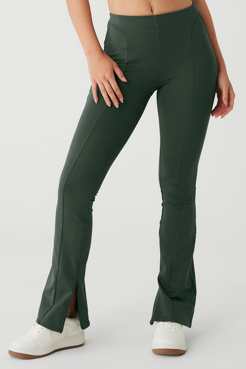 alo Women's High-Waist Zip It Flare Legging - Dark Cactus