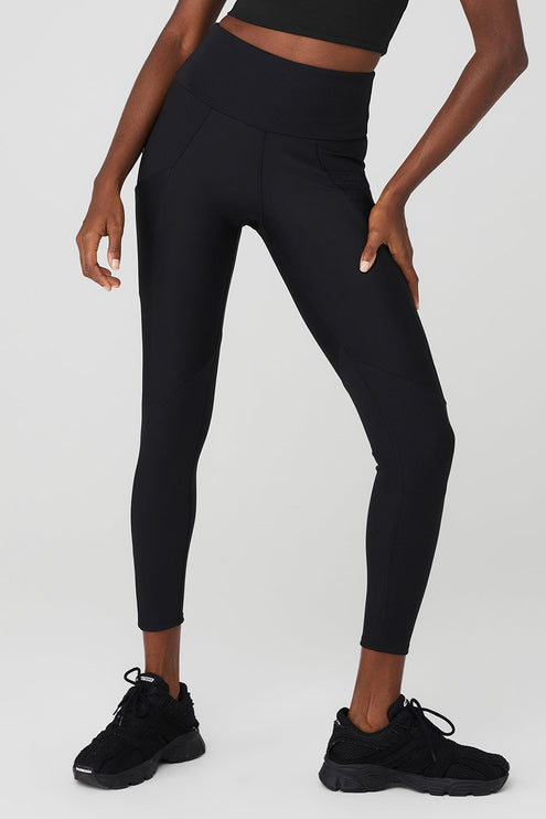 alo Women's Ribbed Airlift High-Waist 7/8 Enchanted Legging - Black