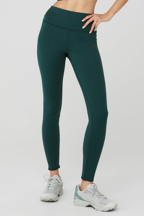 alo Women's Airbrush Winter Warm High-Waist Nocturne Legging - Midnight Green