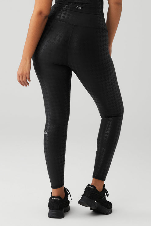 alo Women's Airlift High-Waist Glimmer Houndstooth Legging - Black